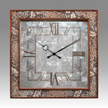 Wall Clock-Vienna Clock 204_1 walnut with leather,real matherpearl dial, quartz battery movement